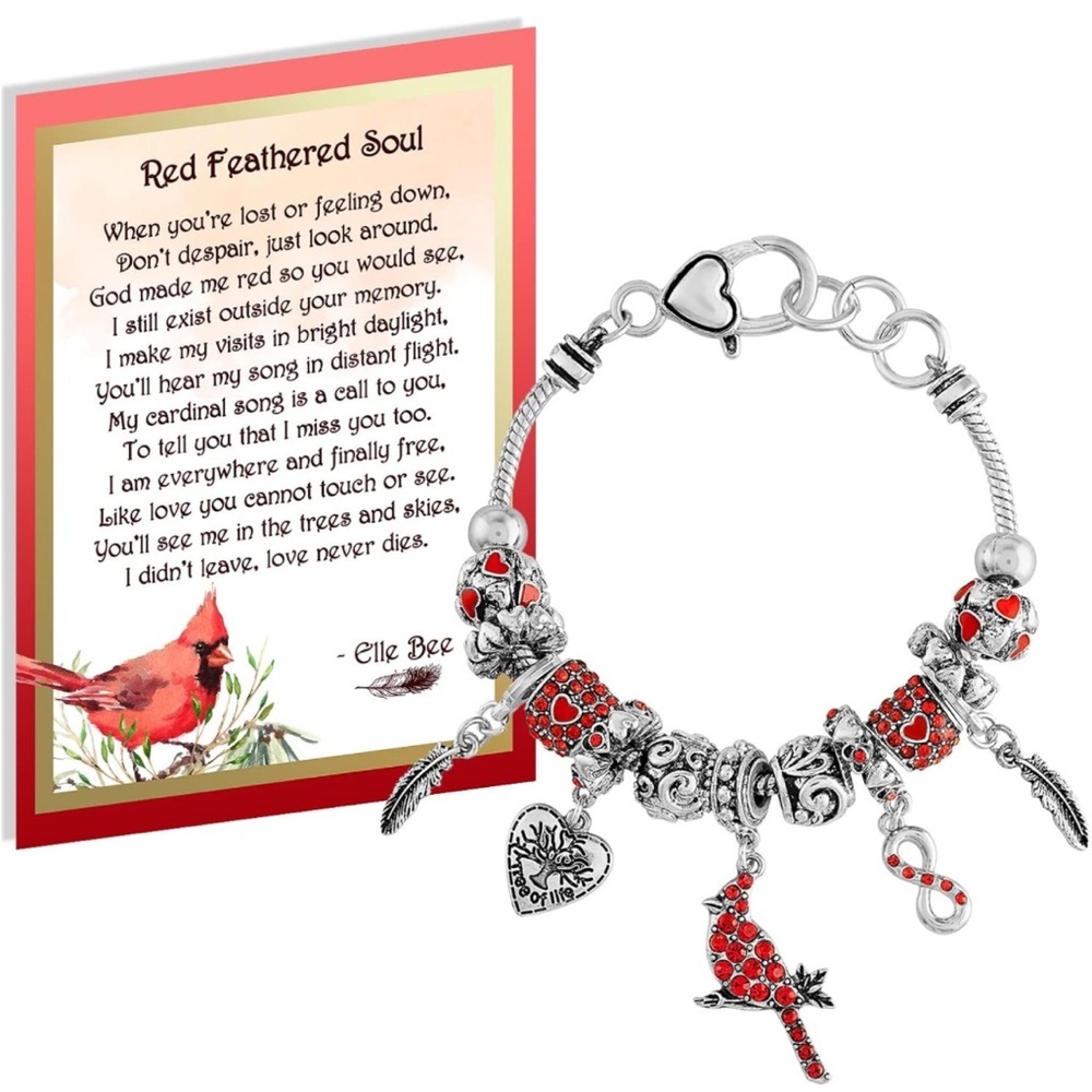Red Cardinal Charm Bracelet – A Symbol of Love & Remembrance & Eternal Memories
